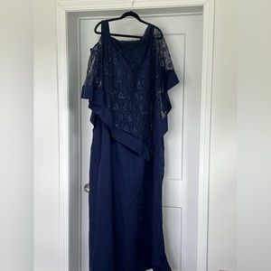 Lan Ting Bridal Dress new 26W navy blue asymmetrical top. Very flattering